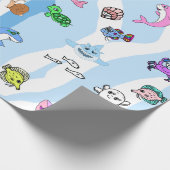 Papier Cadeau Bébé requin Famille et Créatures marines Anniversa (Coin)