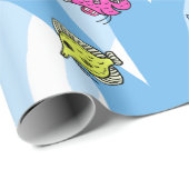 Papier Cadeau Bébé requin Famille et Créatures marines Anniversa (Coin rond)