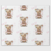 Papier Cadeau Bébé rose Fille Teddy Baby shower ours (Plat)