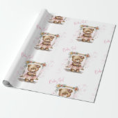 Papier Cadeau Bébé rose Fille Teddy Baby shower ours (Déroulé)