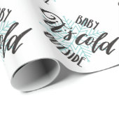 Papier Cadeau Bébé son flocon de neige extérieur froid - (Coin rond)