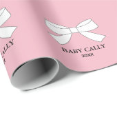 Papier Cadeau Bébé Sprinkle Douche personnalisée rose et blanc B (Coin rond)