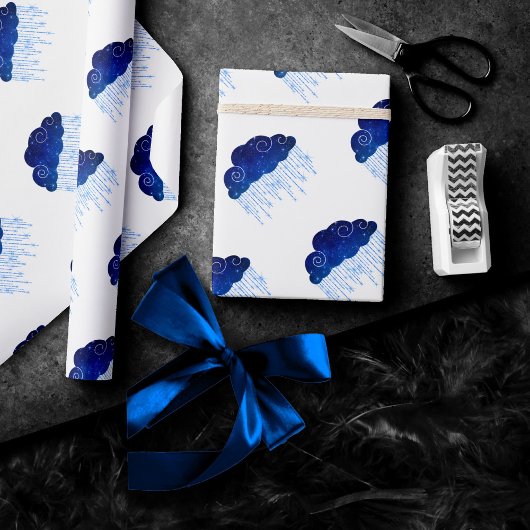 Papier Cadeau Bébé Sprinkle Royal Blue | Douche de pluie moody B