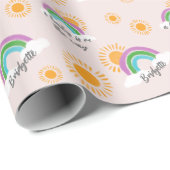 Papier Cadeau Bébé Sun et Rainbow sur le chemin douche (Coin rond)
