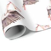 Papier Cadeau Bébé sur la cigogne (Coin rond)