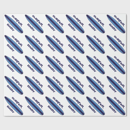 Papier Cadeau Bébé surfeur bleu (Plat)