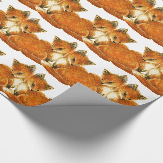 Papier Cadeau Bébé Twin Foxes (Coin)
