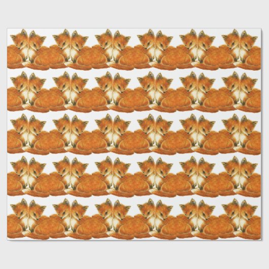 Papier Cadeau Bébé Twin Foxes (Plat)