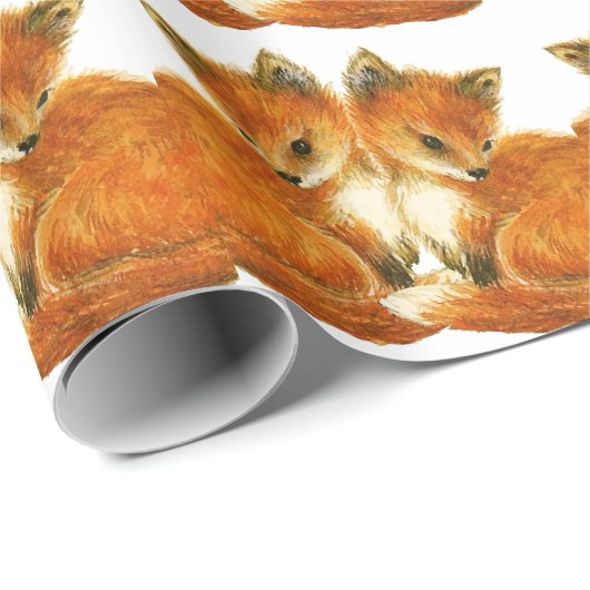 Papier Cadeau Bébé Twin Foxes (Coin rond)