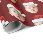 Papier Cadeau Bébé Visage drôle Photo personnalisée Père Noël (Coin rond)