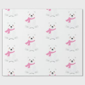 Papier Cadeau Bébée à l'ours polaire, rose (Plat)