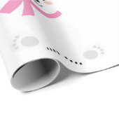 Papier Cadeau Bébée à l'ours polaire, rose (Coin rond)