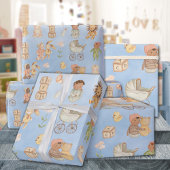 Papier Cadeau Bébés & Animaux Bleu International