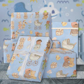 Papier Cadeau Bébés & Animaux Bleu International