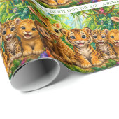 Papier Cadeau Bébés Animaux de la Jungle (Coin rond)