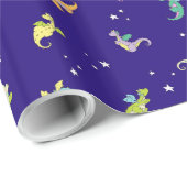 Papier Cadeau Bébés de dragon la nuit (Coin rond)