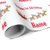 Papier Cadeau Bébés mignons 1er Noël Personnalisé Père Noël (Coin rond)