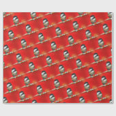 Papier Cadeau Bécasseau noir sur Arrière - plan rouge d'automne (Plat)