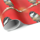 Papier Cadeau Bécasseau noir sur Arrière - plan rouge d'automne (Coin rond)