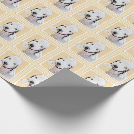 Papier Cadeau Bedlington Terrier Peinture - Art Chien original (Coin)