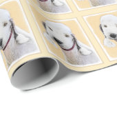 Papier Cadeau Bedlington Terrier Peinture - Art Chien original (Coin rond)