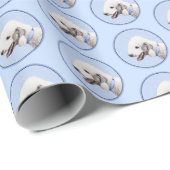 Papier Cadeau Bedlington Terrier Peinture - Art Chien original (Coin rond)