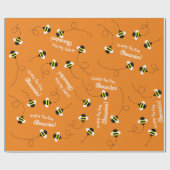 Papier Cadeau Bee Day Cute 1er Anniversaire Papier d'enveloppeme (Plat)