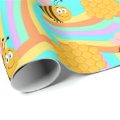 Papier Cadeau Bee Happy Honeycomb (Coin rond)
