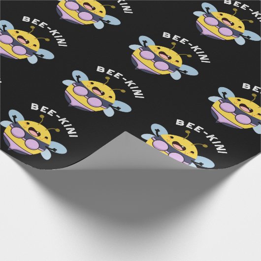 Papier Cadeau Bee-kini Funny Bee Puns Dark BG (Coin)