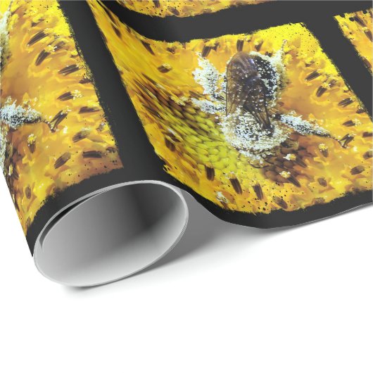 Papier Cadeau Bee miel et tournesol (Coin rond)