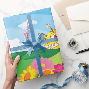 Papier Cadeau Bee Monster mignonne mais Déplaisante dans un cham