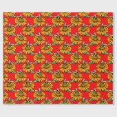 Papier Cadeau Bee on Sunflower Flower Pattern Design Red  (Plat)
