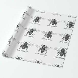 Papier Cadeau Bee Worker Honey Black Bumblebee