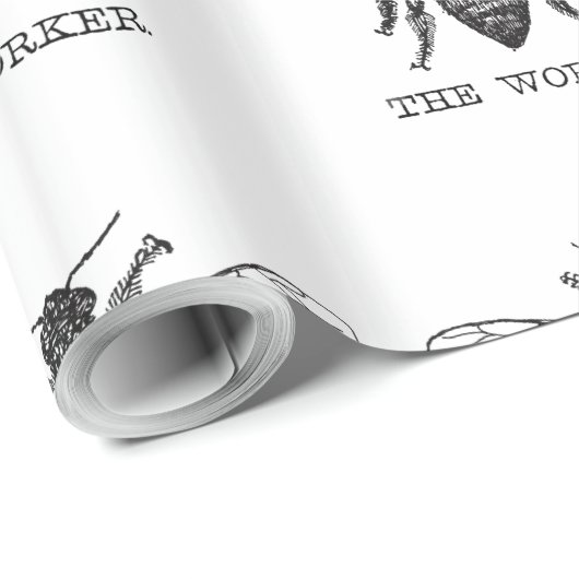 Papier Cadeau Bee Worker Honey Black Bumblebee (Coin rond)