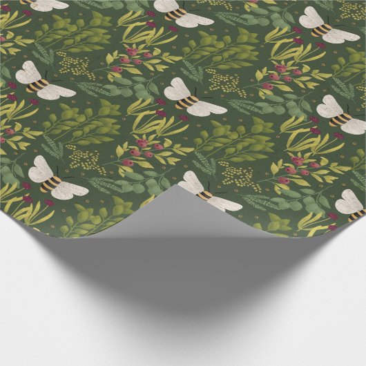 Papier Cadeau Bees and Foliage Wrapping Paper (Coin)