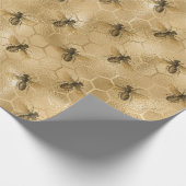 Papier Cadeau Bees et Gold Honeycomb (Coin)