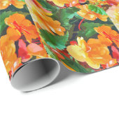 PAPIER CADEAU BEGONIAS (Coin rond)