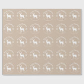 Papier Cadeau Beige And White Deer And Snowflakes Christmas (Plat)