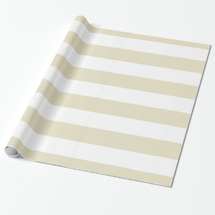 Papier Cadeau Beige, Blanc XL Motif Rayures