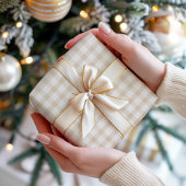 Papier Cadeau Beige En vichy vacances neutres