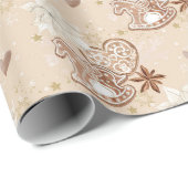 Papier Cadeau Beige Gingerbread Rocking Horse Cookie Pattern (Coin rond)