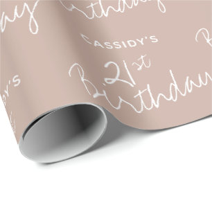Papier Cadeau Beige minimaliste Brown 21e anniversaire