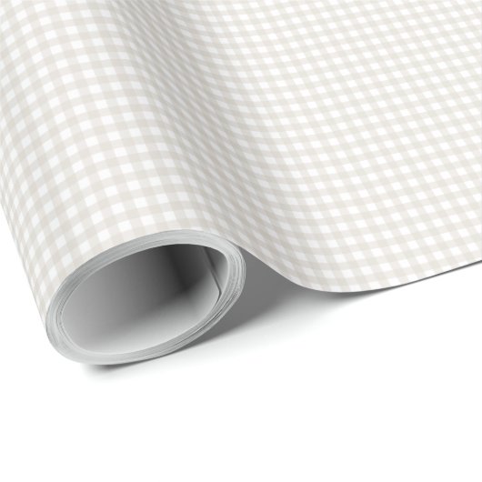 Papier Cadeau Beige neutre en vichy simples petits chèques plaid (Coin rond)