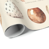 Papier Cadeau Beige Pastel Easter Eggs Family Name (Coin rond)