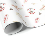 Papier Cadeau Beige Red Holly Berry Holiday (Coin rond)