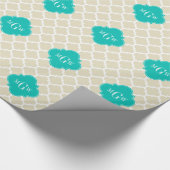 Papier Cadeau Beige White LG Chevron Teal Name (Coin)
