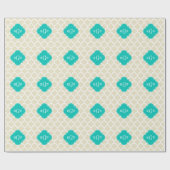 Papier Cadeau Beige White LG Chevron Teal Name (Plat)