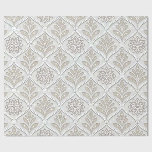 Papier Cadeau Beige & White Sparkling Quatrefoil Pattern (Plat)