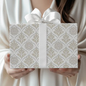 Papier Cadeau Beige & White Sparkling Quatrefoil Pattern
