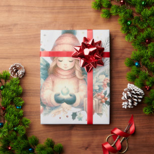 Papier Cadeau Bel ange de l'hiver au milieu de la nature du nord